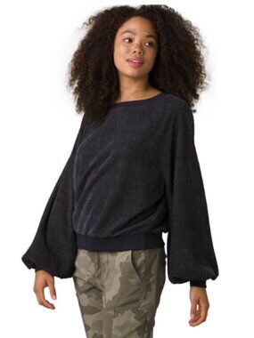 Prana Kanapee Chenille Bell Sleeve Sweatshirt - Size L - Dark Gray - NWT